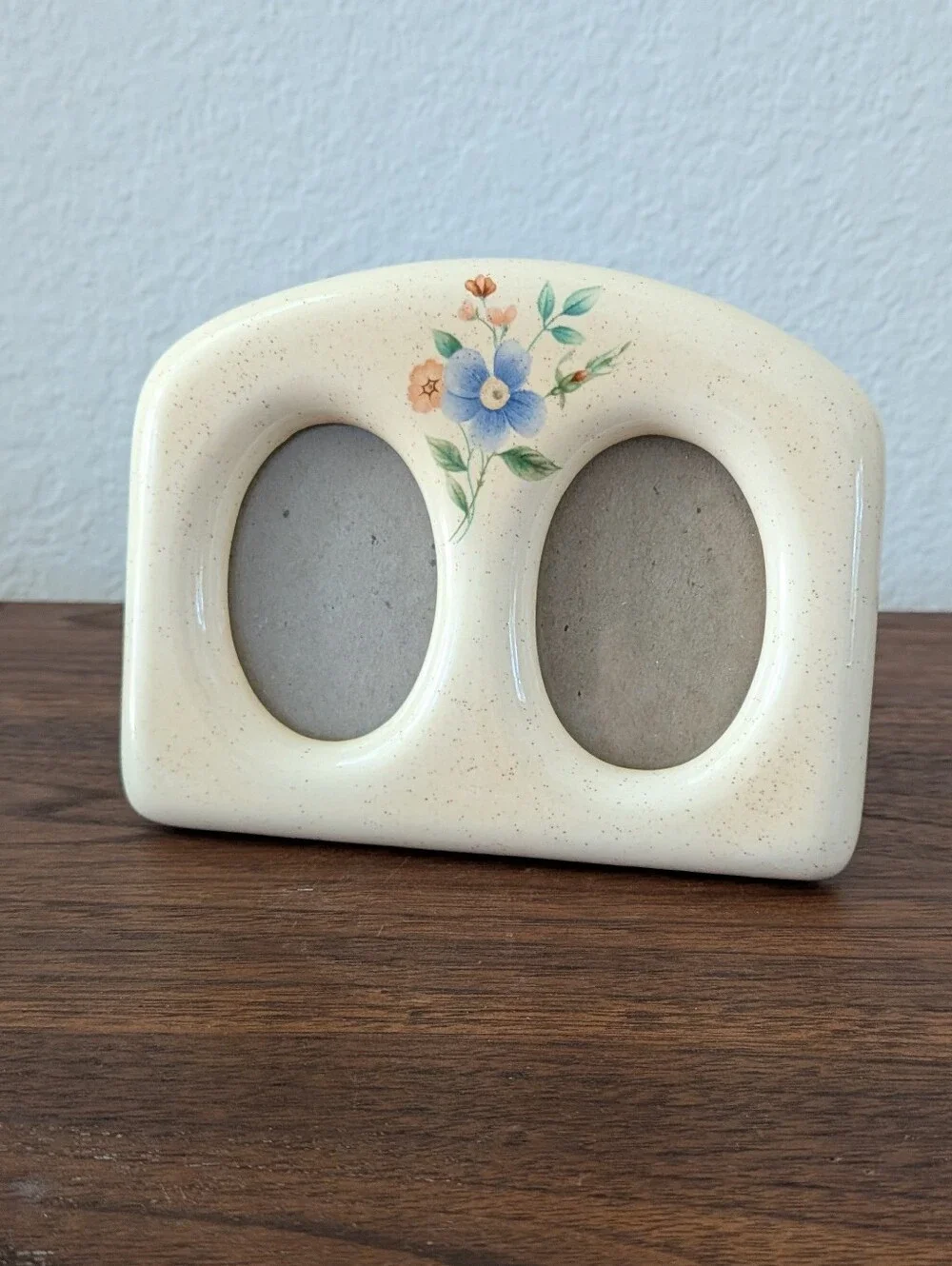 VTG Ceramic Double Oval Small Floral Picture Frame Cottagecore Sabby Chic 5